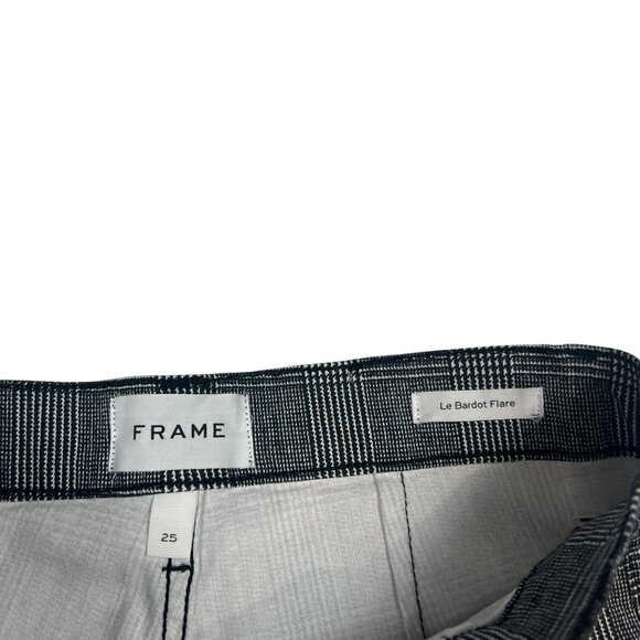 FRAME Le Bardot Flare Kick Cropped Pants Size 25 Noir Multi Glen Plaid LBF403P - Picture 7 of 11